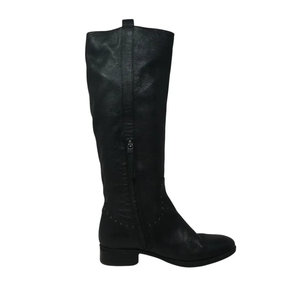 Sam‎ Edelman Prina Black Studded Leather Tall Riding Boots Womens 8